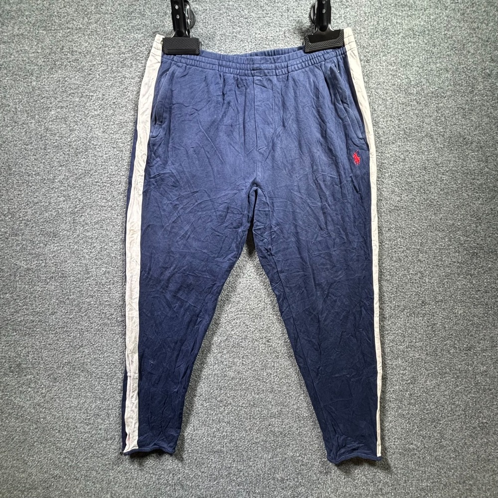 Polo Ralph Lauren Track Pant Womens L Blue Cotton Skinny Running Jogging Workout